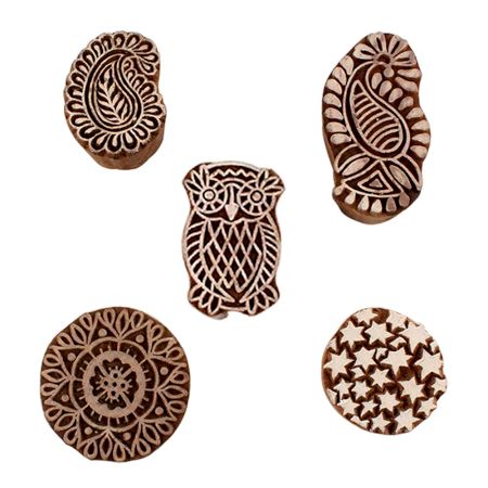 Set of 5 Piece New Mix Wooden Printing Blocks